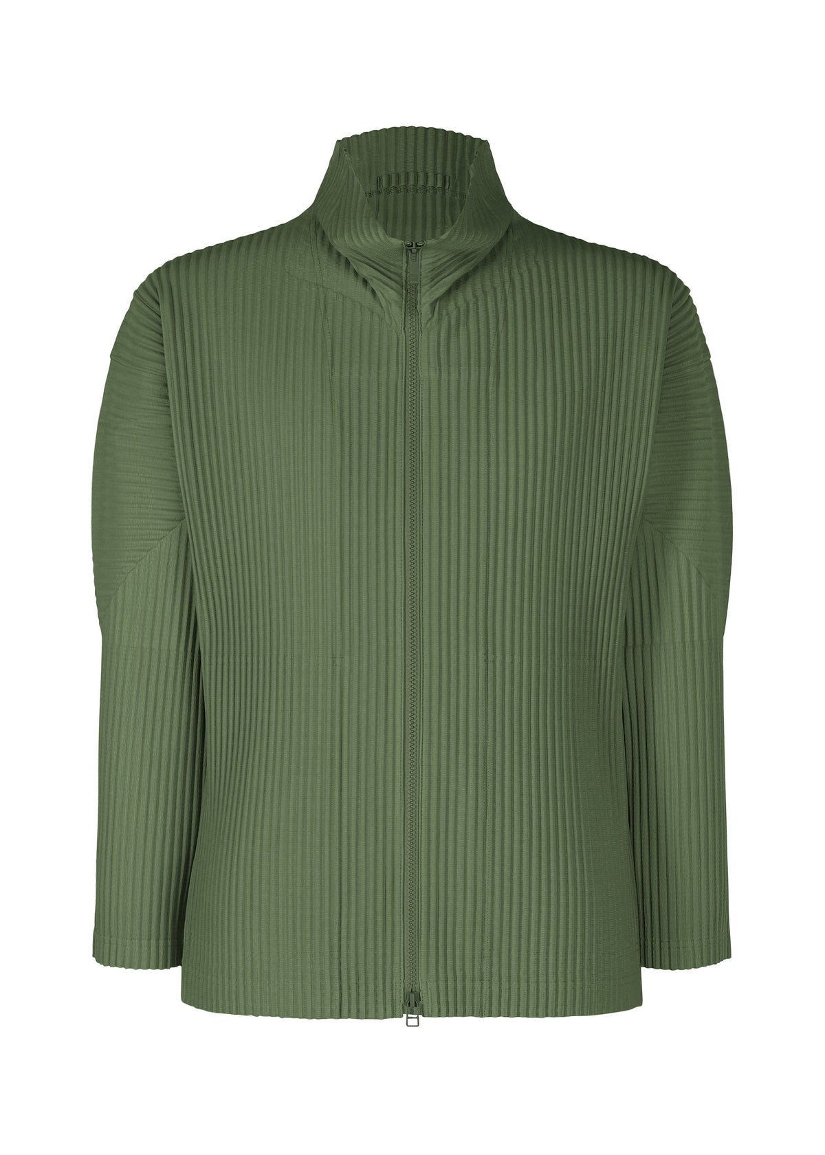 A product shot of the Homme Plisse Issey Miyake COLOR PLEATS 2 jacket in duomo door green (69), recurring_style.