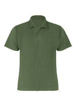 A product shot of the Homme Plisse Issey Miyake COLOR PLEATS 2 shirt in duomo door green (69), recurring_style.