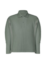 A product shot of the HOMME PLISSÉ ISSEY MIYAKE MULTI-FASTENED polo shirt in lucca storico blue.