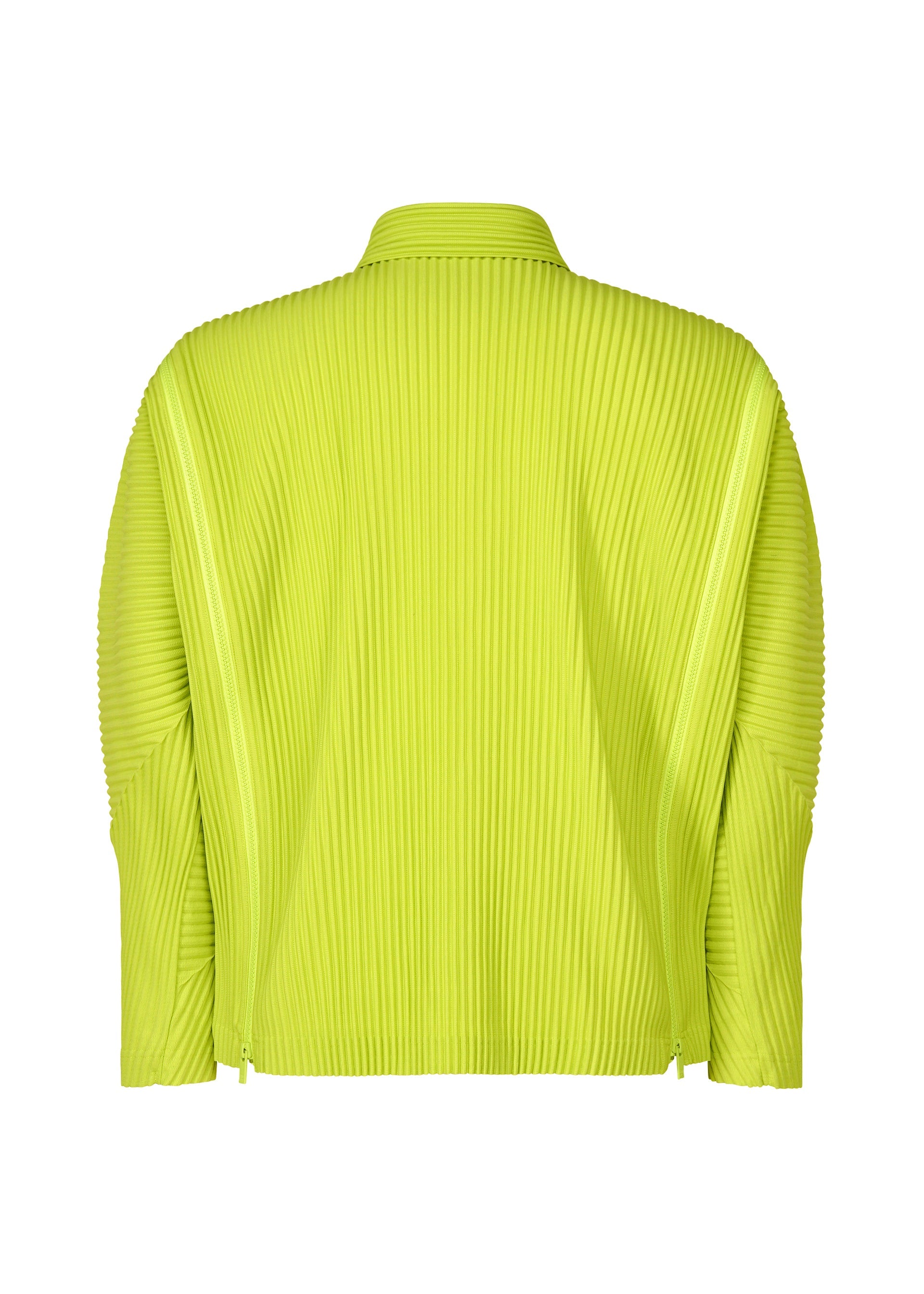 A detail shot of the HOMME PLISSÉ ISSEY MIYAKE MULTI-FASTENED polo shirt.