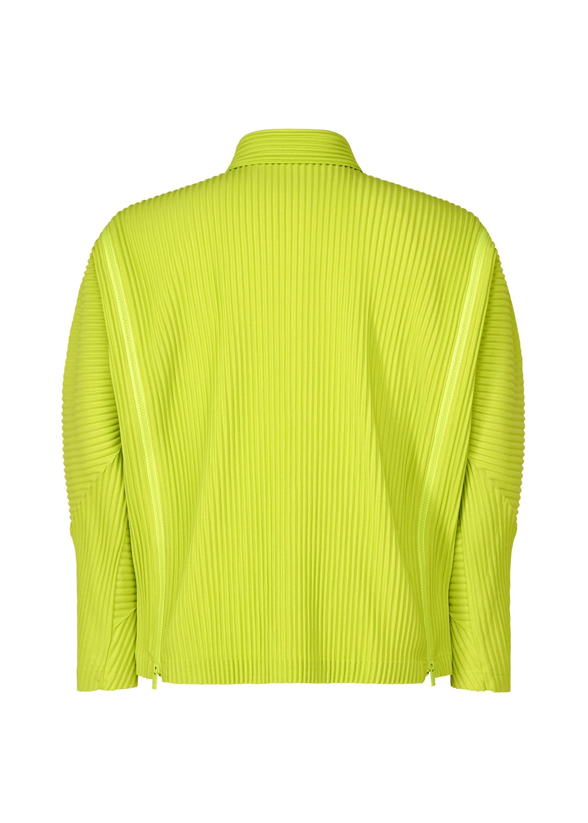 A detail shot of the HOMME PLISSÉ ISSEY MIYAKE MULTI-FASTENED polo shirt.