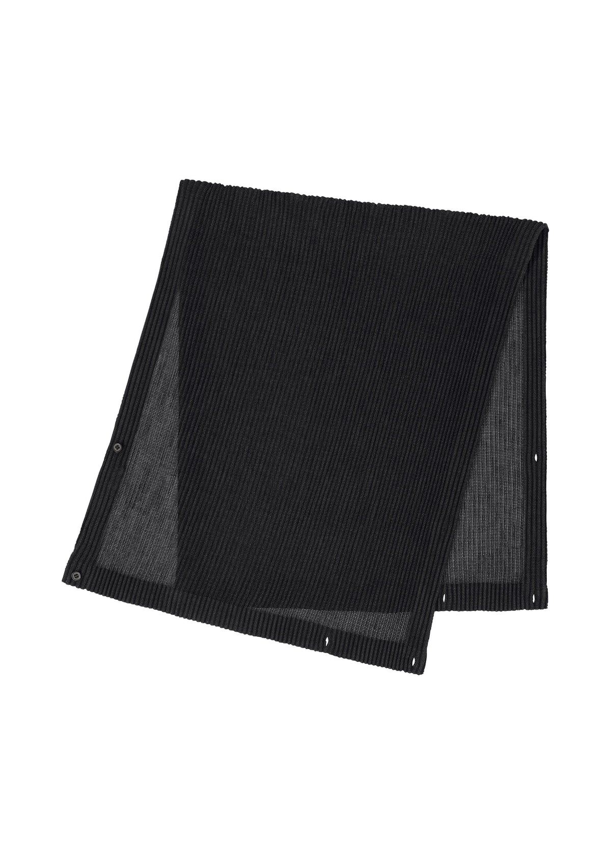 A product shot of the HOMME PLISSÉ ISSEY MIYAKE RUSTIC MESH STOLE stole in black.