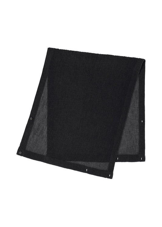 A product shot of the HOMME PLISSÉ ISSEY MIYAKE RUSTIC MESH STOLE stole in black.