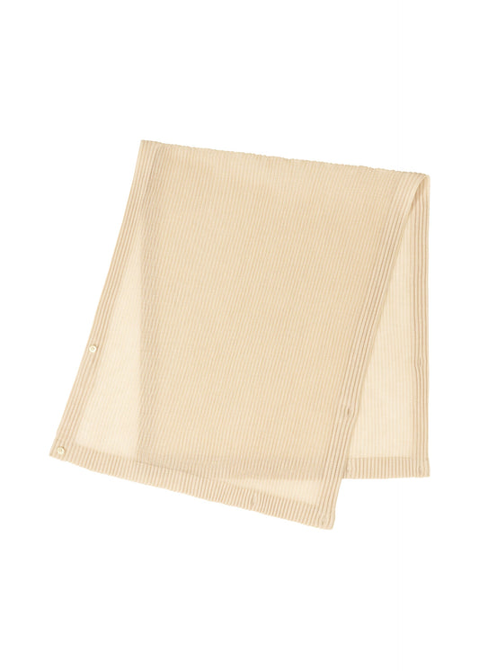 A product shot of the HOMME PLISSÉ ISSEY MIYAKE RUSTIC MESH STOLE stole in ivory.