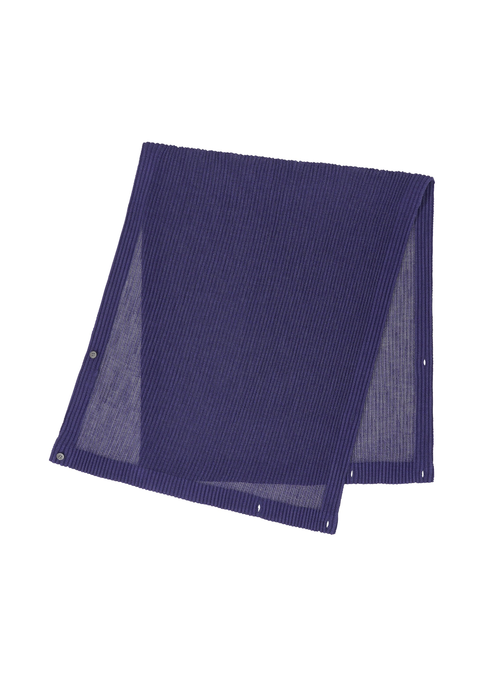 A product shot of the HOMME PLISSÉ ISSEY MIYAKE RUSTIC MESH STOLE stole in blue.