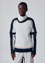 A model wears the HOMME PLISSÉ ISSEY MIYAKE FRAMEWORK : CHUSEN STOLE framework-chusen-stole-stole-black.