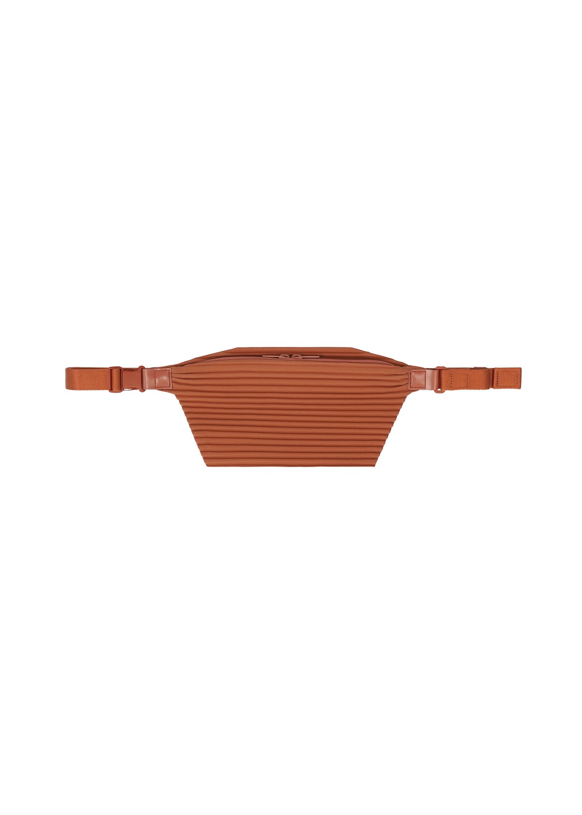 A product shot of the HOMME PLISSÉ ISSEY MIYAKE PLEATS SLIM BAG bag in shade vermillion.