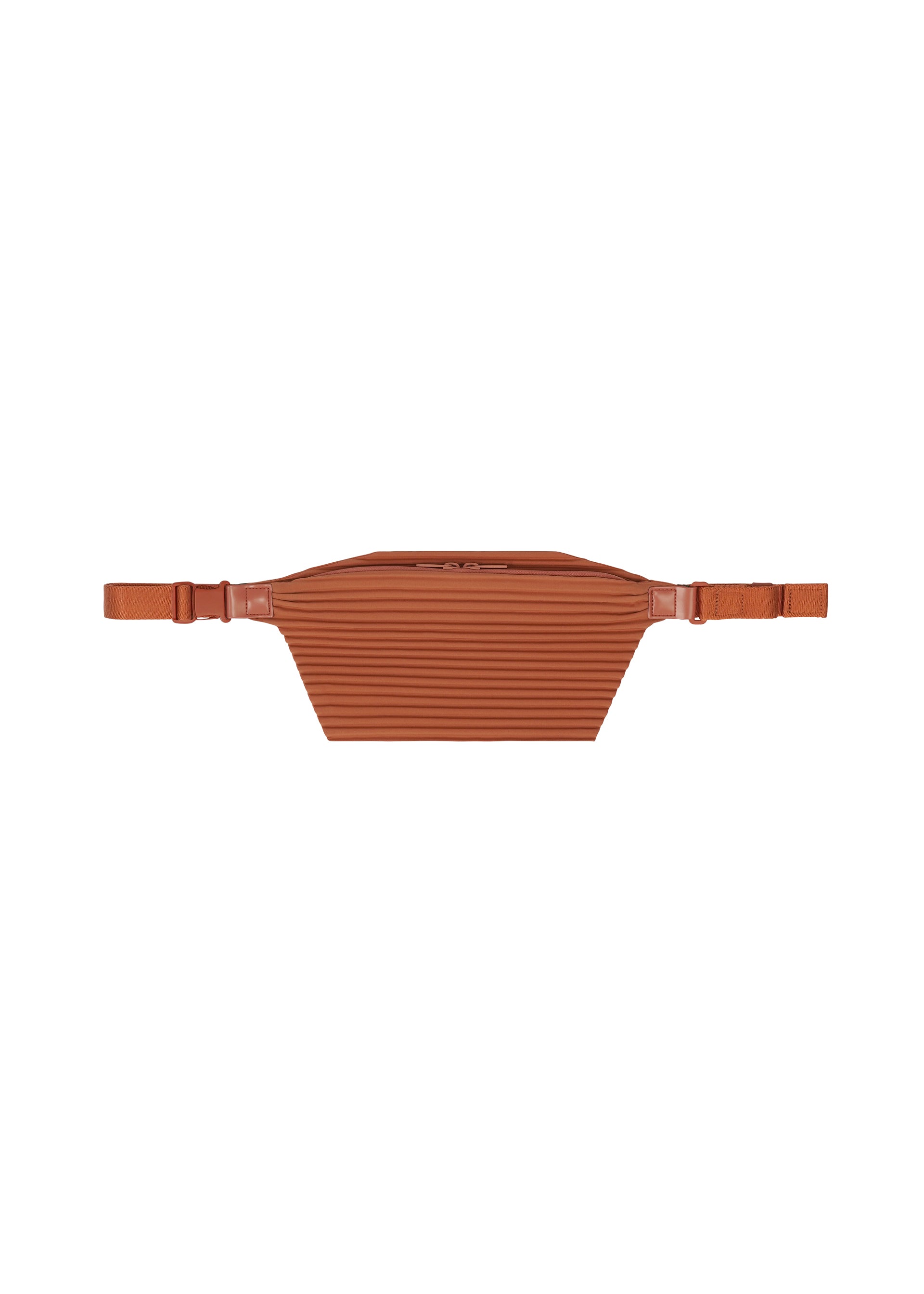 A product shot of the HOMME PLISSÉ ISSEY MIYAKE PLEATS SLIM BAG bag in shade vermillion.