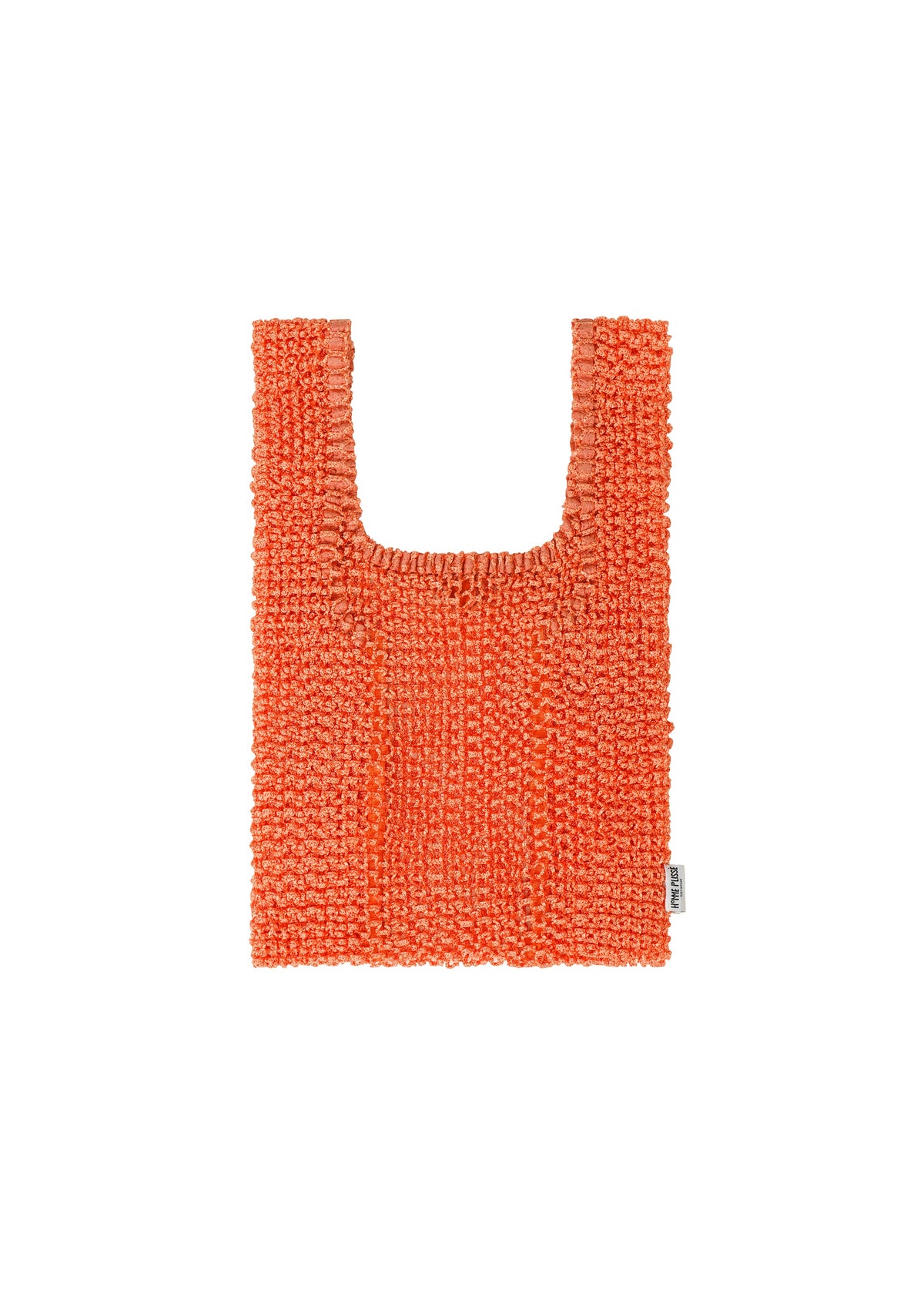 A product shot of the HOMME PLISSÉ ISSEY MIYAKE MESH PLEATS BAG bag in orange.