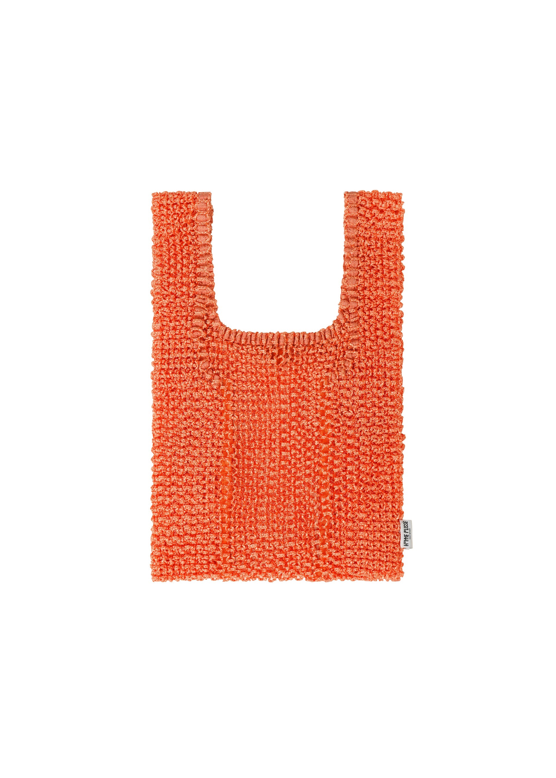 A product shot of the HOMME PLISSÉ ISSEY MIYAKE MESH PLEATS BAG bag in orange.