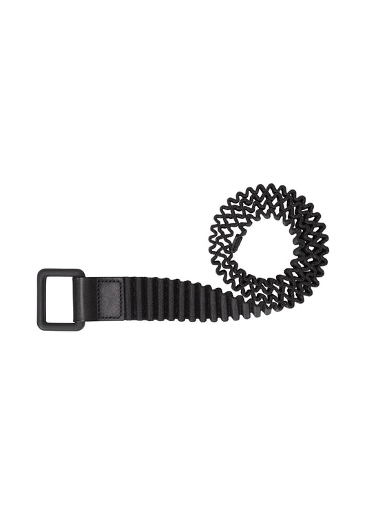 A product shot of the HOMME PLISSÉ ISSEY MIYAKE PLEATS BELT belt in black.