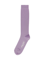 A product shot of the HOMME PLISSÉ ISSEY MIYAKE SIMPLE SOCKS socks in purple.