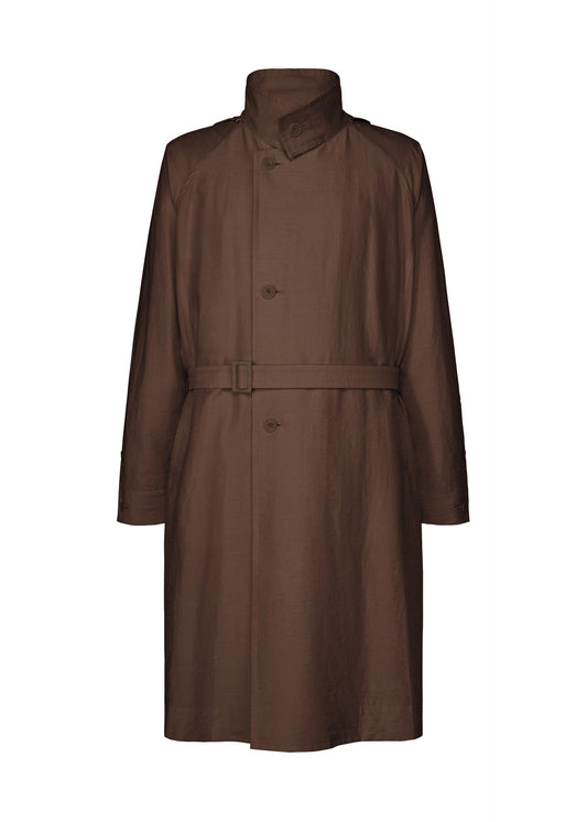 A product shot of the HOMME PLISSÉ ISSEY MIYAKE OPACITY coat in brown.
