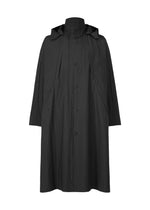 A product shot of the HOMME PLISSÉ ISSEY MIYAKE SLIT COAT coat in black.