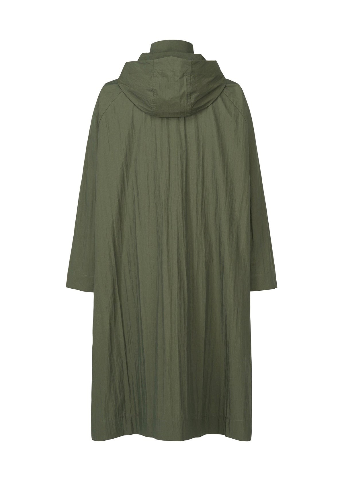 A detail shot of the HOMME PLISSÉ ISSEY MIYAKE SLIT COAT coat.