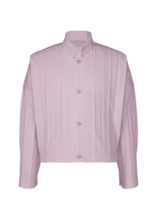 A product shot of the HOMME PLISSÉ ISSEY MIYAKE EDGE ENSEMBLE blouson in lavender.