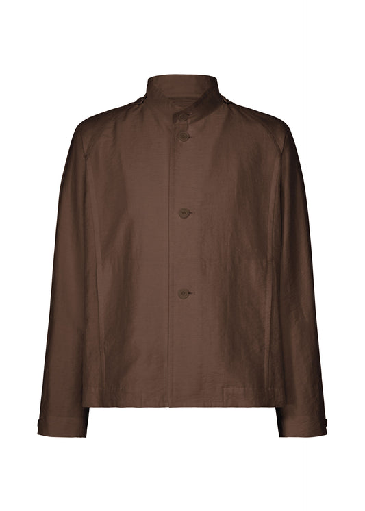 A product shot of the HOMME PLISSÉ ISSEY MIYAKE OPACITY blouson in brown.