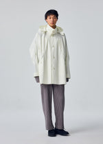 A model wears the HOMME PLISSÉ ISSEY MIYAKE SLIT COAT blouson.
