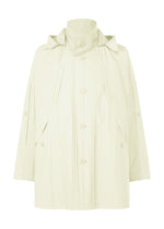 A product shot of the HOMME PLISSÉ ISSEY MIYAKE SLIT COAT blouson in white.
