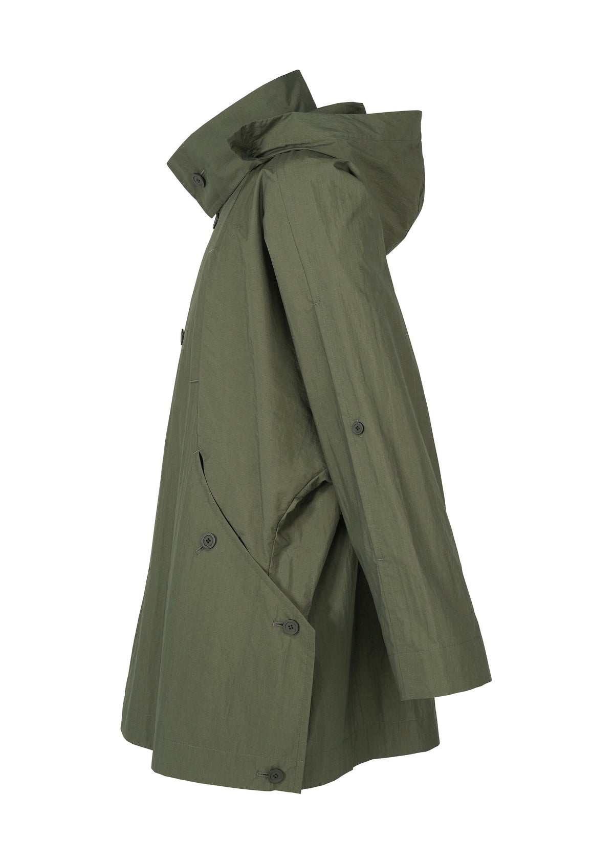 A detail shot of the HOMME PLISSÉ ISSEY MIYAKE SLIT COAT blouson.