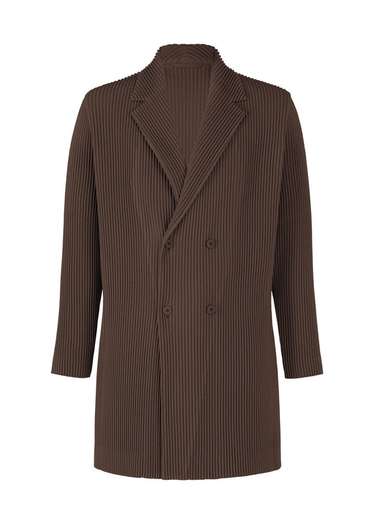 A product shot of the HOMME PLISSÉ ISSEY MIYAKE KERSEY PLEATS jacket in brown.
