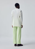 A model wears the HOMME PLISSÉ ISSEY MIYAKE EDGE SHIRT edge-shirt-shirt-white-2-fw26.