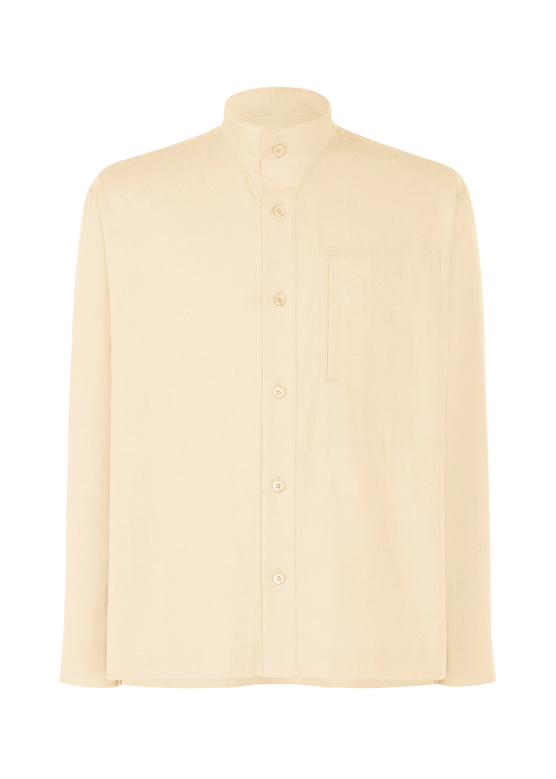 A product shot of the HOMME PLISSÉ ISSEY MIYAKE PL RAMIE SHIRT shirt in beige.