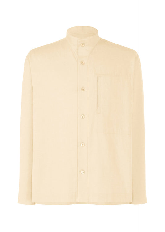 A product shot of the HOMME PLISSÉ ISSEY MIYAKE PL RAMIE SHIRT shirt in beige.