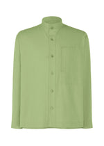 A product shot of the HOMME PLISSÉ ISSEY MIYAKE PL RAMIE SHIRT shirt in green.