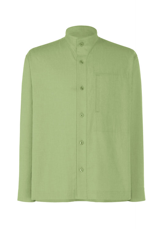 A product shot of the HOMME PLISSÉ ISSEY MIYAKE PL RAMIE SHIRT shirt in green.