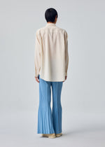 A model wears the HOMME PLISSÉ ISSEY MIYAKE PL RAMIE SHIRT pl-ramie-shirt-shirt-brown-5.