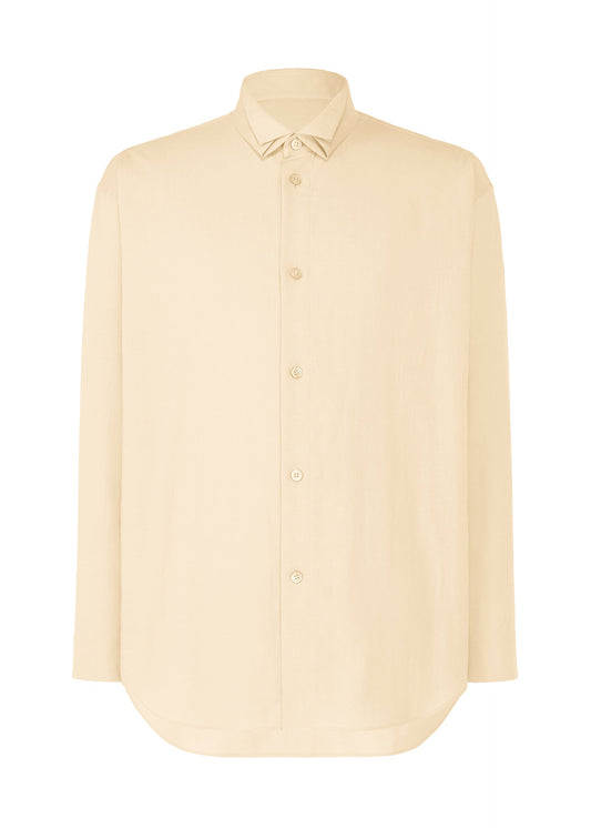 A product shot of the HOMME PLISSÉ ISSEY MIYAKE PL RAMIE SHIRT shirt in beige.