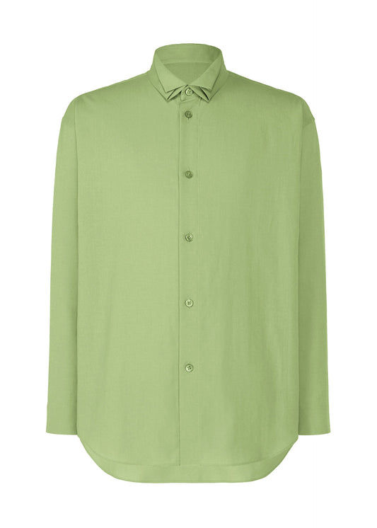 A product shot of the HOMME PLISSÉ ISSEY MIYAKE PL RAMIE SHIRT shirt in green.