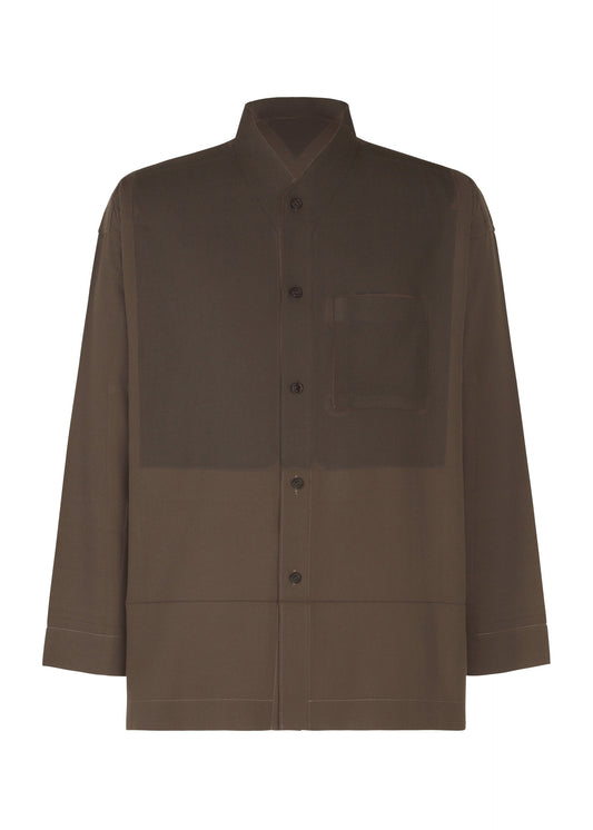 A product shot of the HOMME PLISSÉ ISSEY MIYAKE PRESS SHIRT shirt in brown.