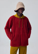 A model wears the HOMME PLISSÉ ISSEY MIYAKE FLEECE PLEATS blouson.