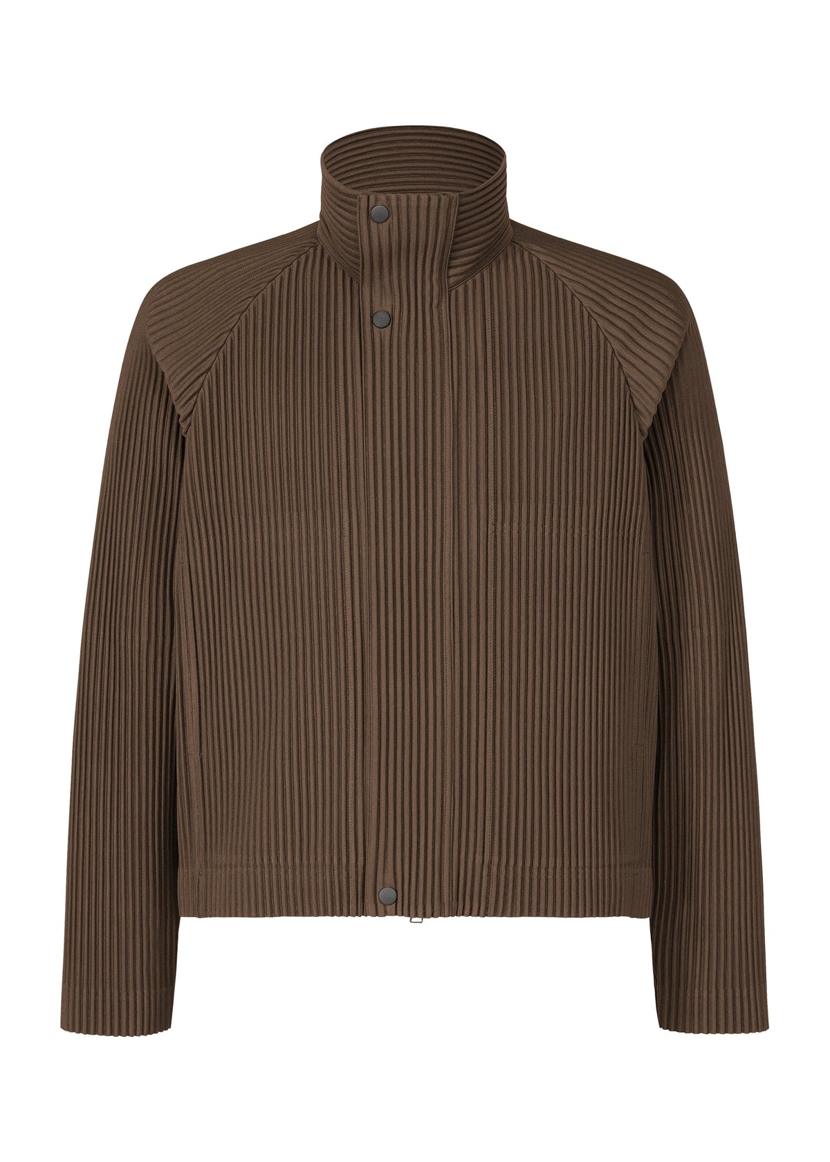 A product shot of the HOMME PLISSÉ ISSEY MIYAKE TAILORED PLEATS 1 blouson in shadow brown.