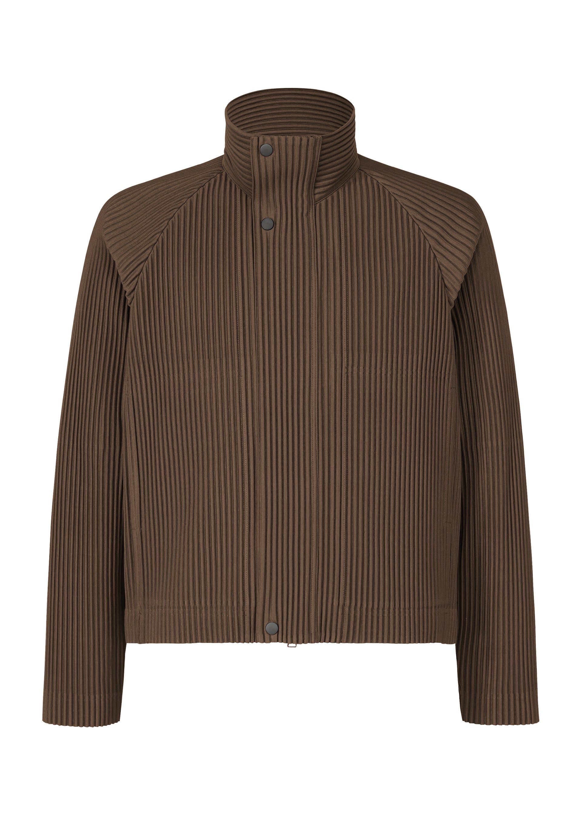A product shot of the HOMME PLISSÉ ISSEY MIYAKE TAILORED PLEATS 1 blouson in shadow brown.