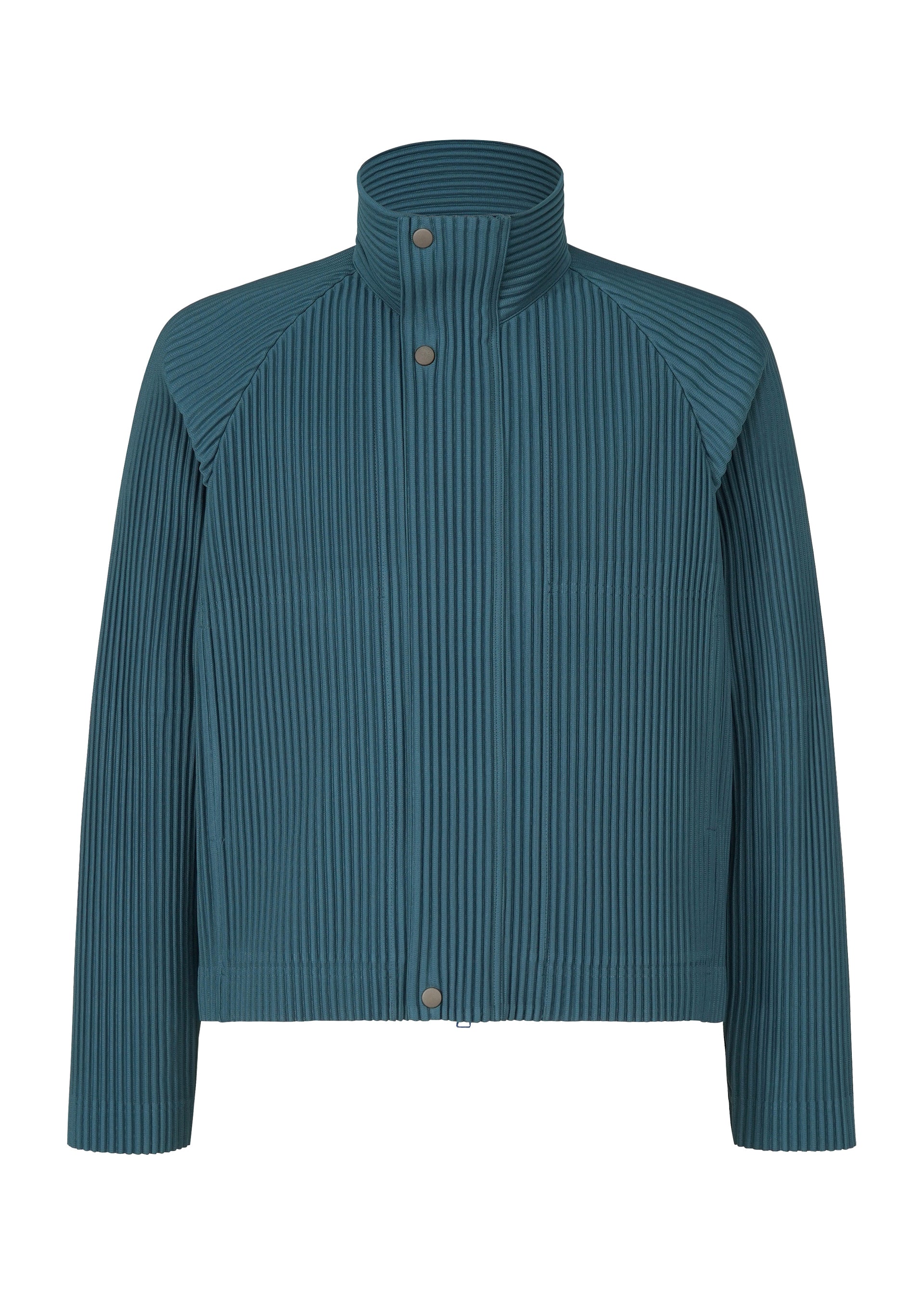 A product shot of the HOMME PLISSÉ ISSEY MIYAKE TAILORED PLEATS 1 blouson in shadow blue.