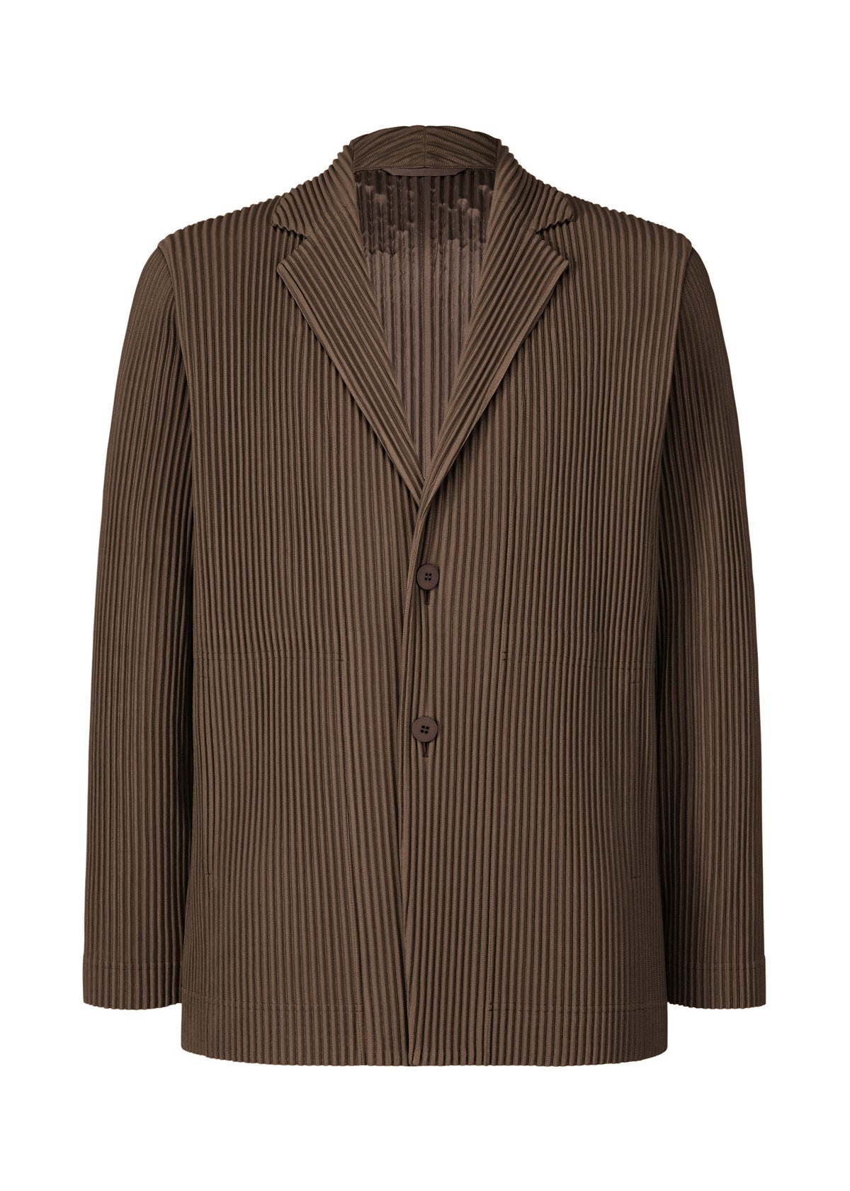 A product shot of the HOMME PLISSÉ ISSEY MIYAKE TAILORED PLEATS 1 jacket in shadow brown.