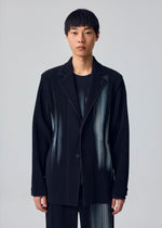 A model wears the HOMME PLISSÉ ISSEY MIYAKE IN THE SHADOW jacket.