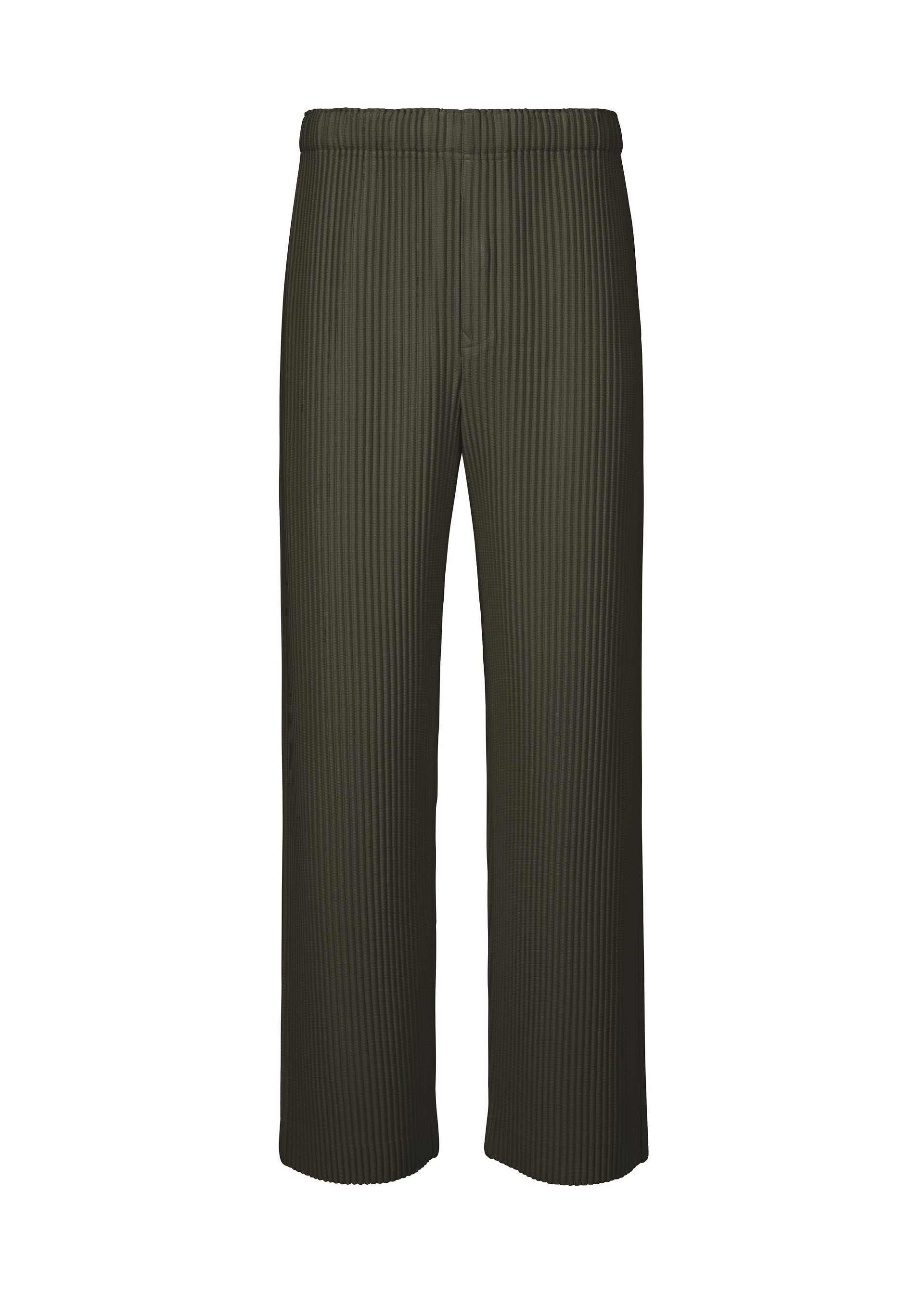 A product shot of the HOMME PLISSÉ ISSEY MIYAKE MONTHLY COLORS : JULY trousers in shade grayish brown.
