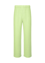 A product shot of the HOMME PLISSÉ ISSEY MIYAKE MONTHLY COLORS : JULY trousers in shine green.