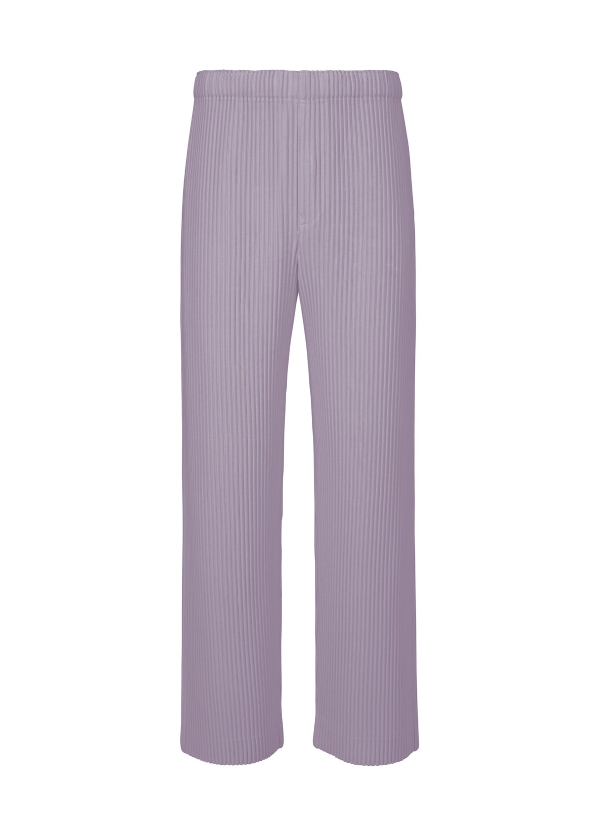 A product shot of the HOMME PLISSÉ ISSEY MIYAKE MONTHLY COLORS : JULY trousers in gloom purple.