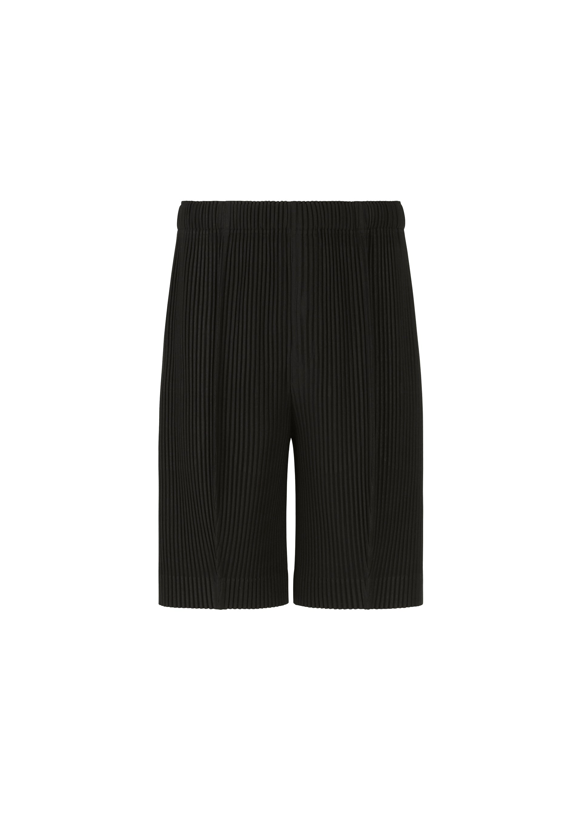 A product shot of the HOMME PLISSÉ ISSEY MIYAKE MONTHLY COLORS : AUGUST pants in black.