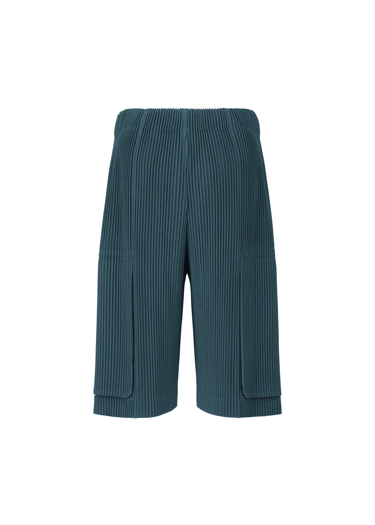 A detail shot of the HOMME PLISSÉ ISSEY MIYAKE MONTHLY COLORS : SEPTEMBER trousers.