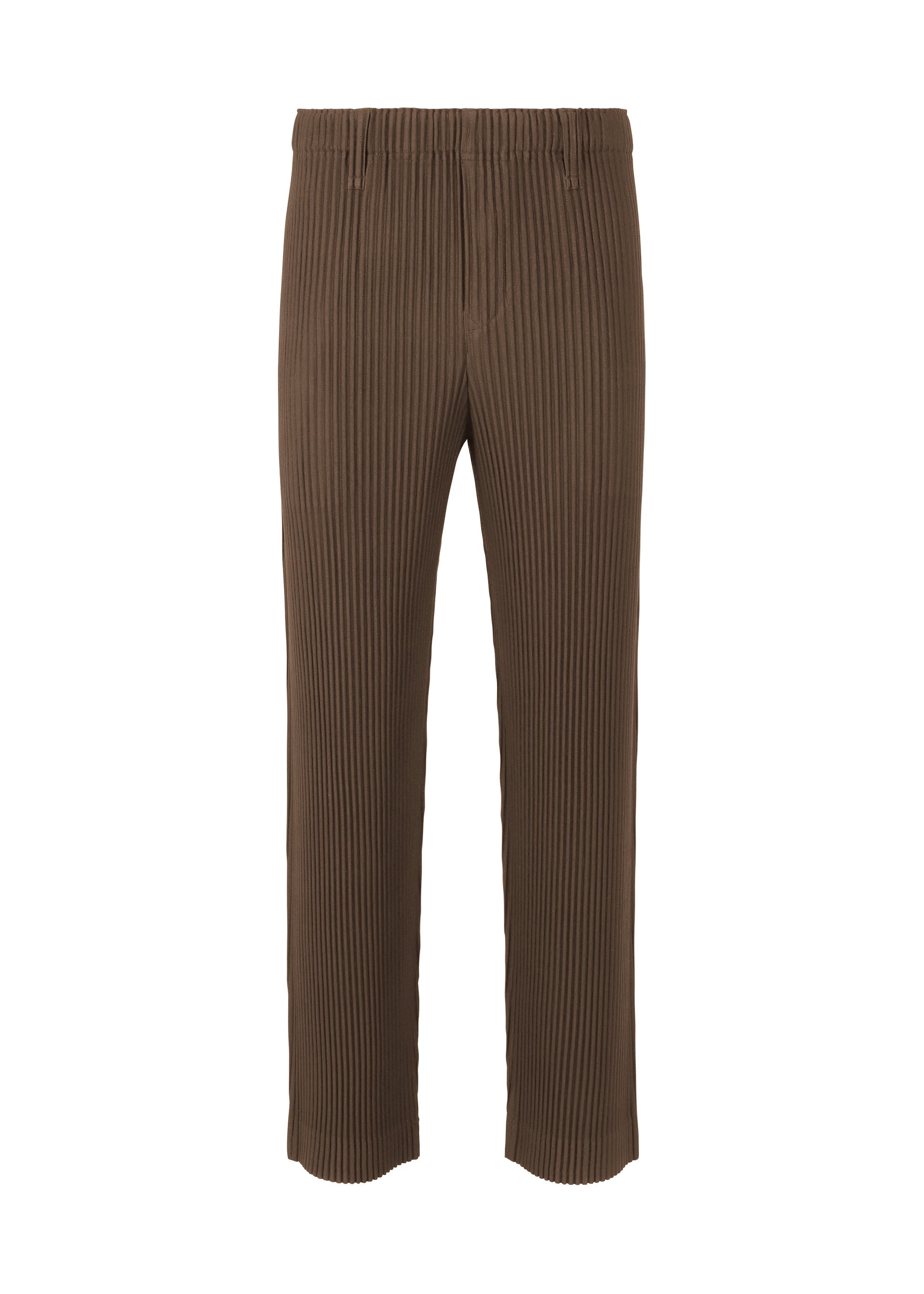 A product shot of the HOMME PLISSÉ ISSEY MIYAKE TAILORED PLEATS 1 pants in shadow brown.