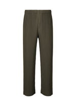 A product shot of the HOMME PLISSÉ ISSEY MIYAKE EMBROIDERY STRIPES pants in shade grayish brown.