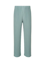 A product shot of the HOMME PLISSÉ ISSEY MIYAKE EMBROIDERY STRIPES pants in gloom blue.