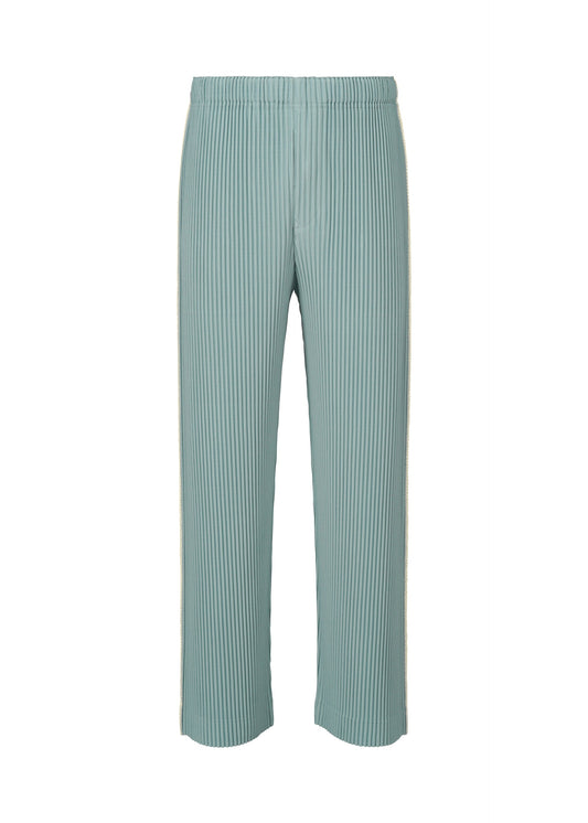 A product shot of the HOMME PLISSÉ ISSEY MIYAKE EMBROIDERY STRIPES pants in gloom blue.