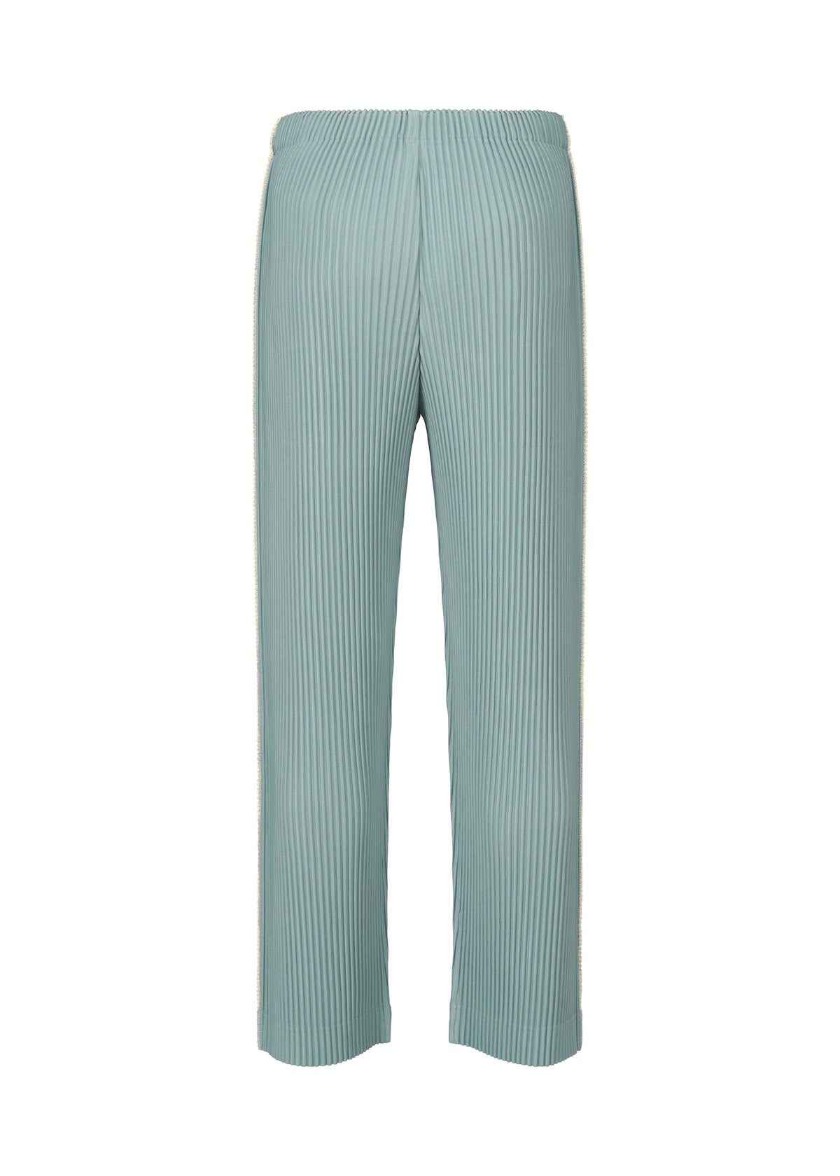 A detail shot of the HOMME PLISSÉ ISSEY MIYAKE EMBROIDERY STRIPES pants.
